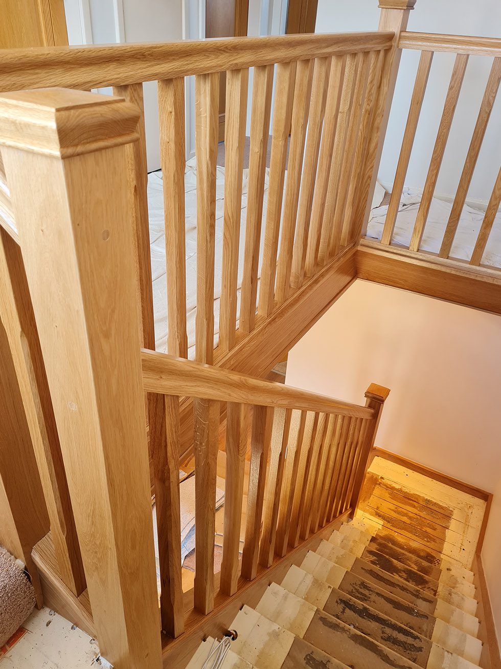 Wooden staircase after
